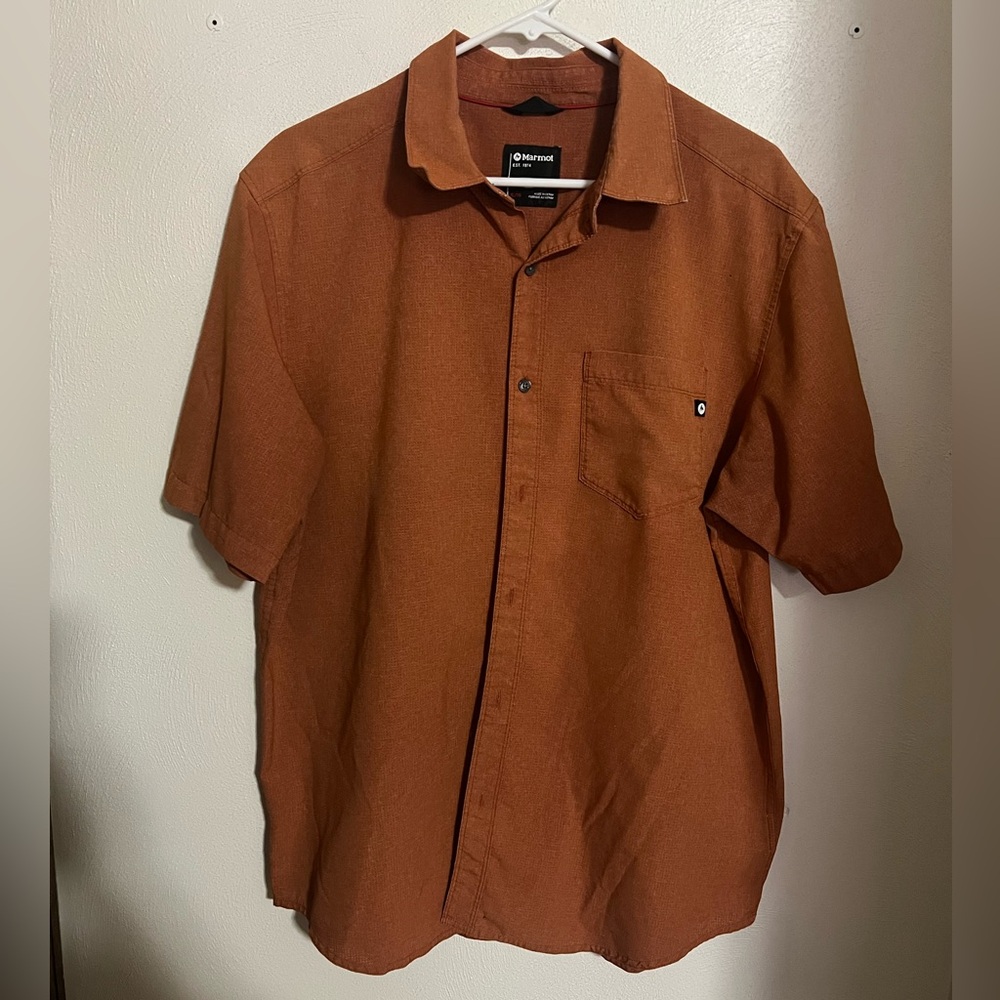 MARMOT Classic Casual Quick Dry Outdoor Performance Button Down Orange Men's XL